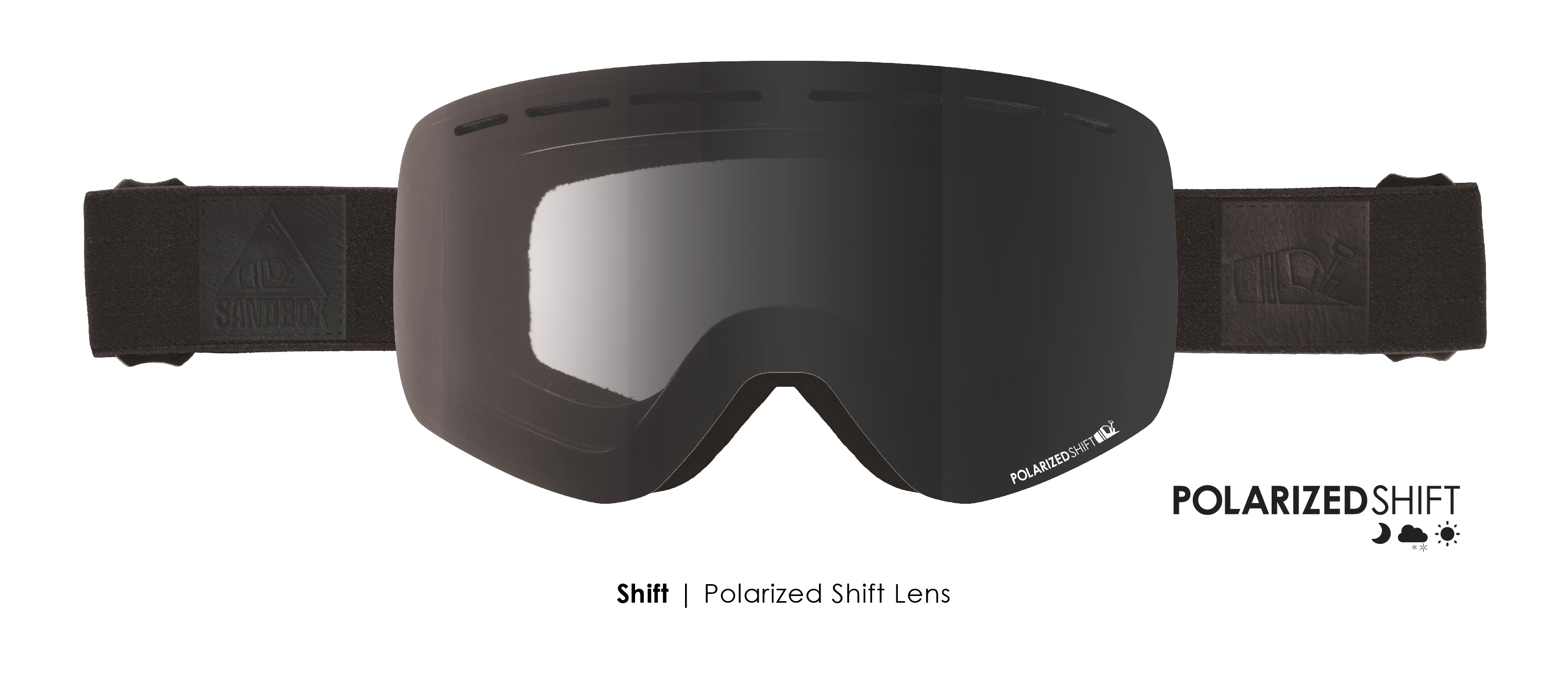 Sandbox® THE KINGPIN™ Black Snow Goggles POLARIZED PHOTOCHROMIC Shift Lens NEW 